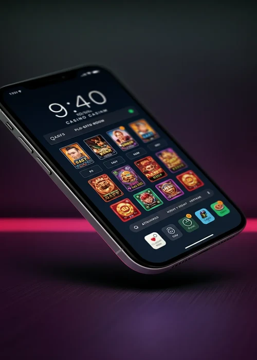 Interface de jeu mobile Blitz Casino affichant une machine à sous et des options de menu pour une expérience utilisateur fluide.